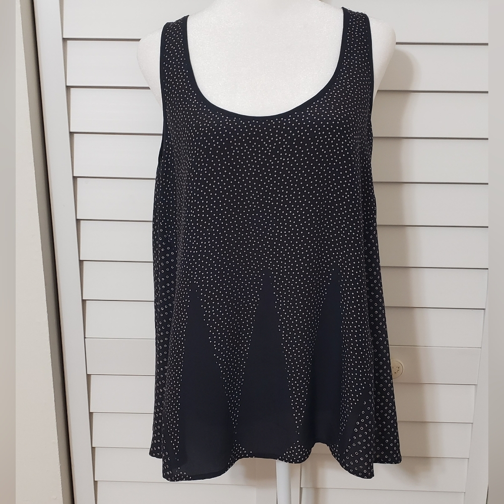 French Connection Women's Black and Tan Silk Sleevless Top Size 8 - Picture 2 of 13